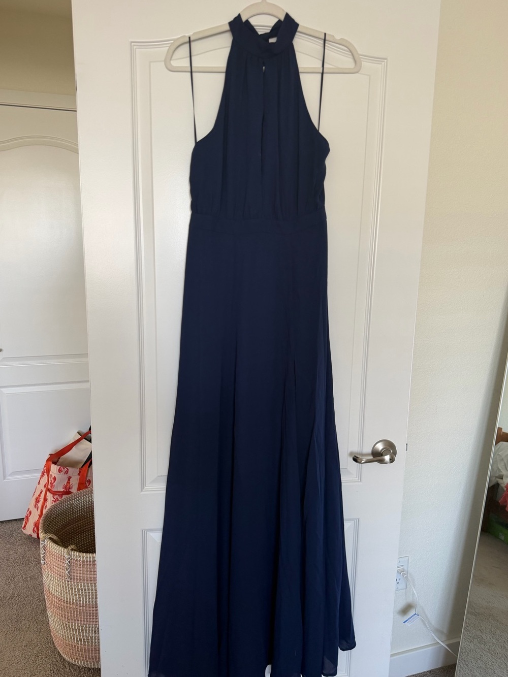 Yumi Kim Navy Halter Maxi Dress with Flowing Skirt